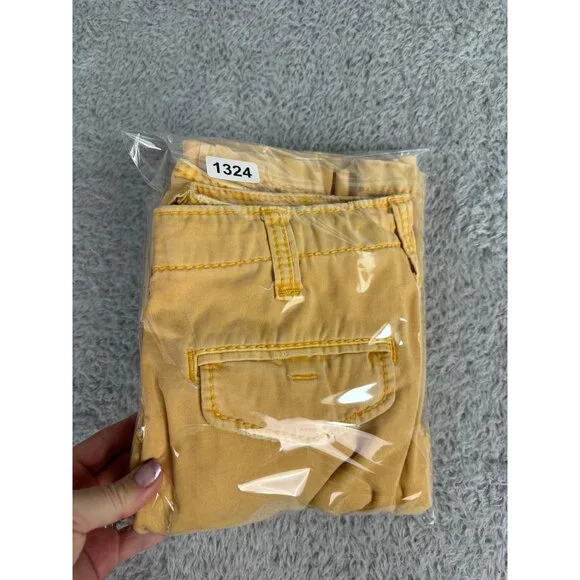 True Religion Mens Yellow Cargo Comfort Shorts Size 28 With Drawstring & Pockets - Picture 10 of 10